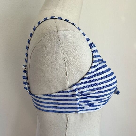Time & Tru Bikini Top Size Medium in Blue and White Ticking Stripe Bow Detail NW - Picture 3 of 12